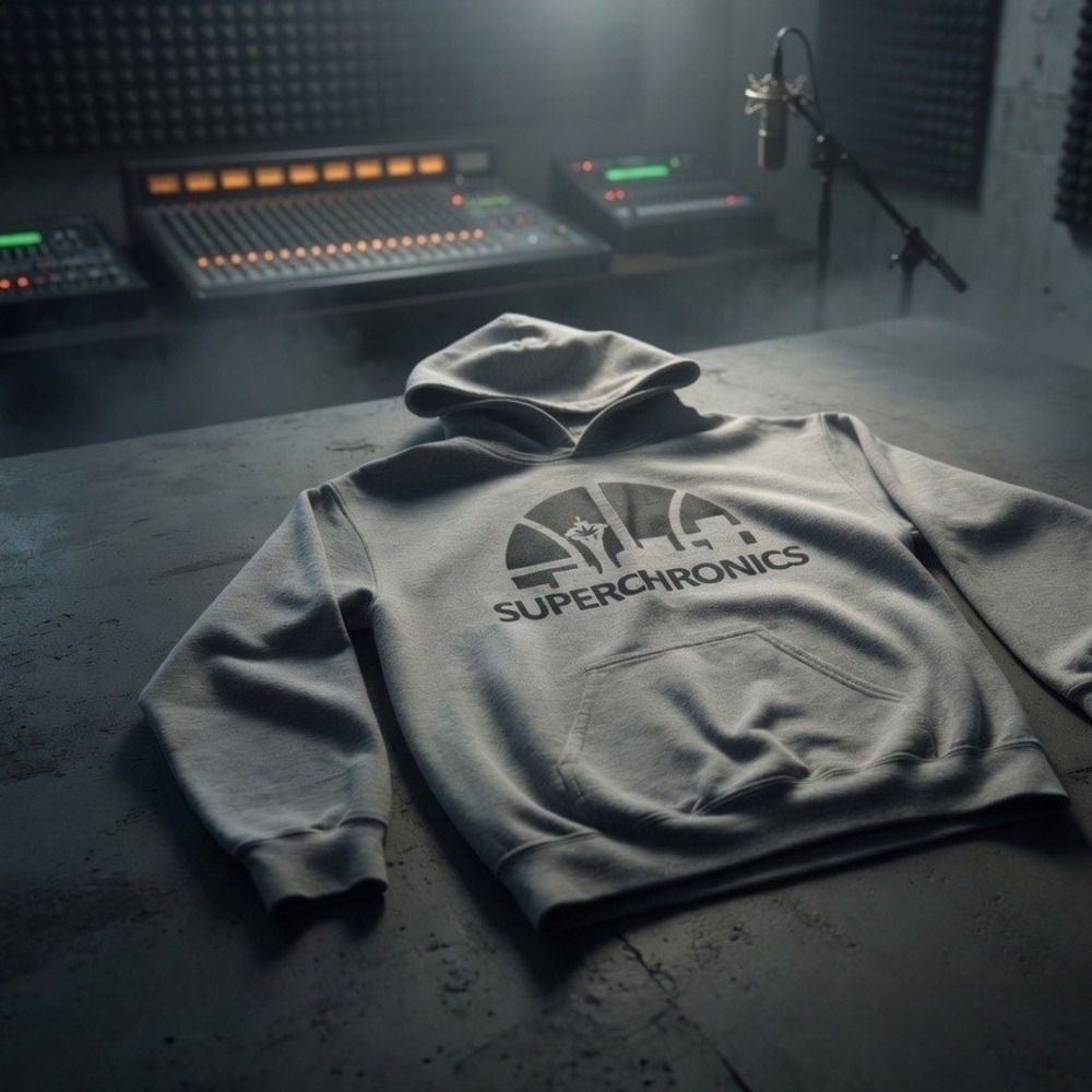 Gildan Superchronics Seattle Space Needle‎ Cannabis Graphic Hoodie Gray Small